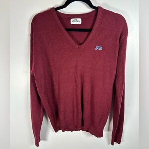 Vintage Garan deep Red Sweater, Panther logo v-neck Unisex 80s